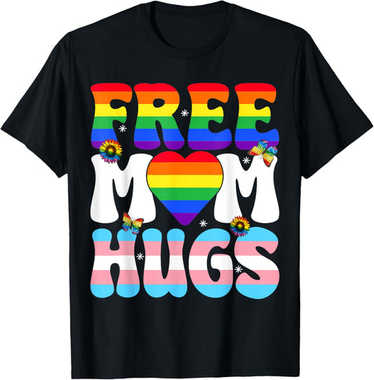 Free Mom Hugs Shirt - LGBT Rainbow Sunflower T-Shirt
