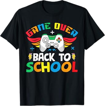 Funny Game over back to school teacher gamer boys gaming kid T-Shirt