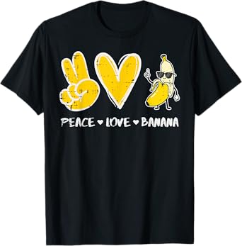 Peace Love Banana Funny Fruit Food Vegan Women Men Kids T-Shirt