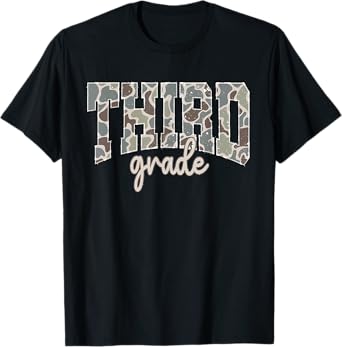 Camo Third Grade Boy Hello 3rd Grade Students Teachers T-Shirt