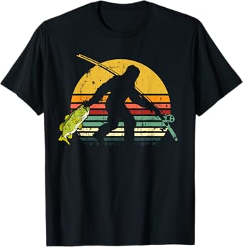 Funny Bass Fish Fishing Sasquatch Gift | Bigfoot Fisherman T-Shirt