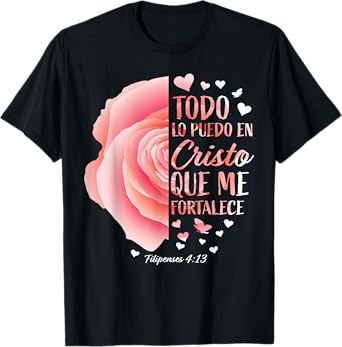 Christian Gifts Women Spanish Bible Verse Sayings Religious T-Shirt