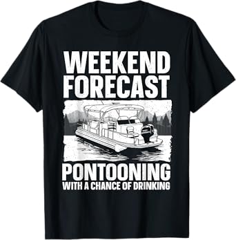 Funny Pontoon Boat Art For Men Women Lake Boating Captain T-Shirt