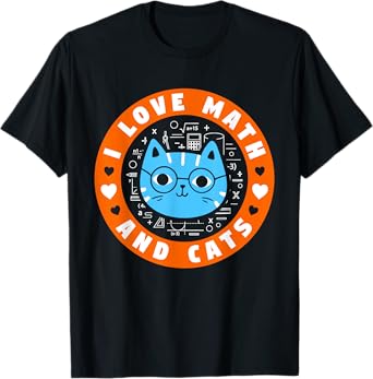 I Love Math And Cats Funny Cat Lover Math Teacher T-Shirt