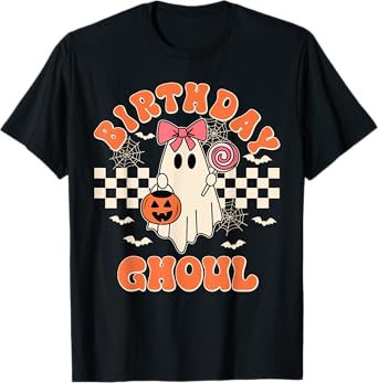 Birthday Ghoul Spooky Season Groovy Halloween Kids Girls T-Shirt