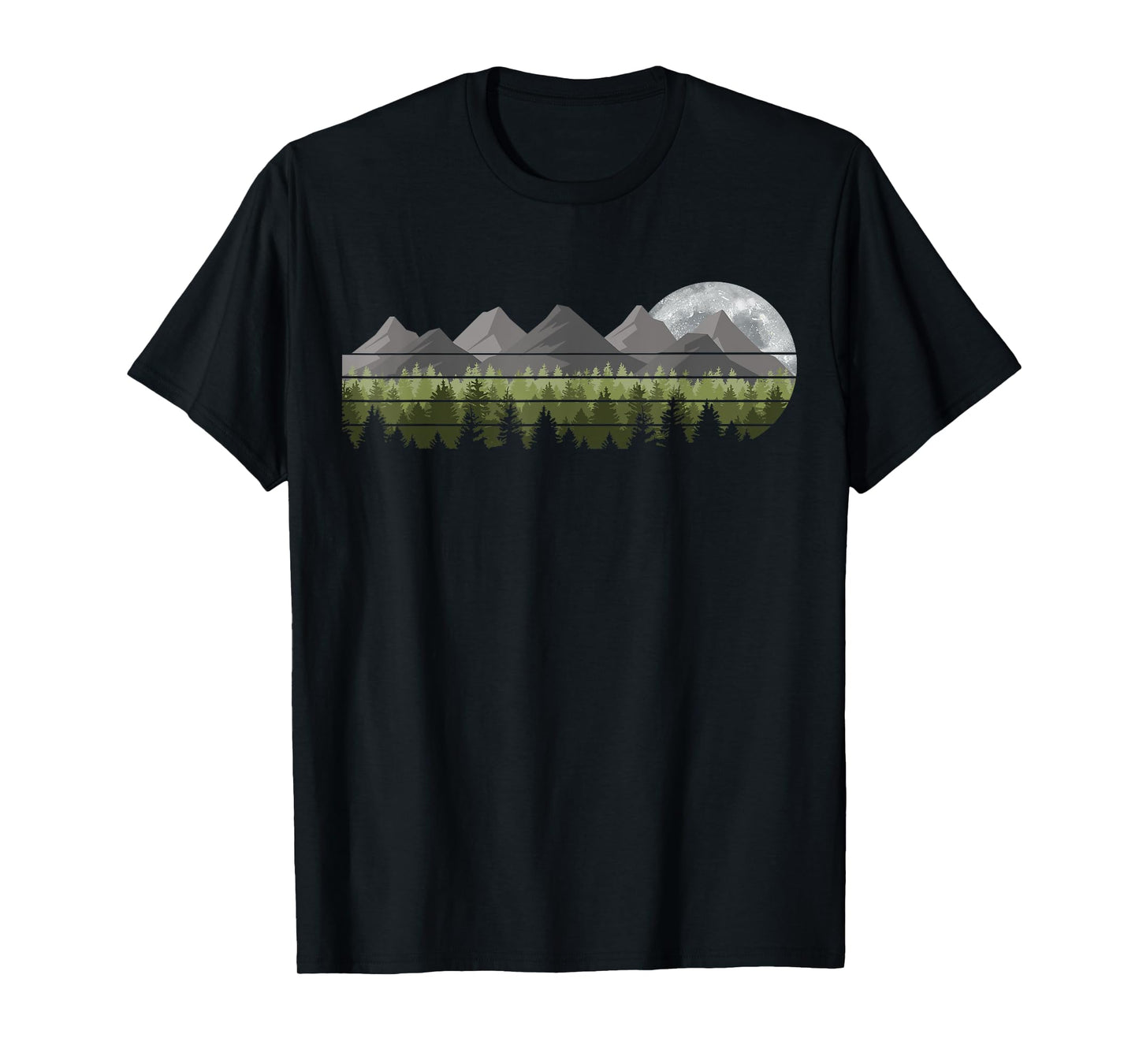 Mountain Trees Wildlife Outdoor Nature Vintage Forest Moon T-Shirt