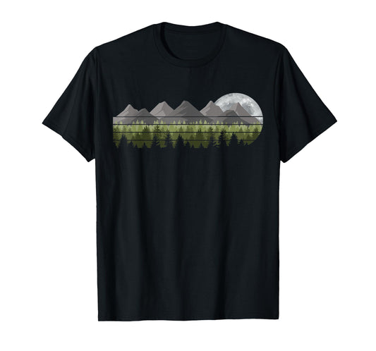 Mountain Trees Wildlife Outdoor Nature Vintage Forest Moon T-Shirt