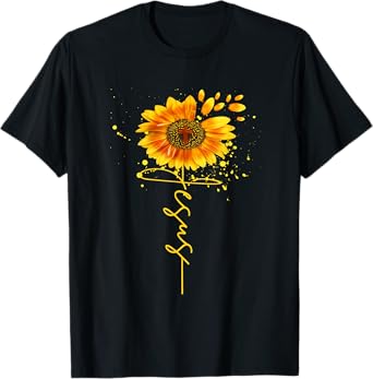 Jesus Sunflower Spiritual Christian Faith Religious Mom T-Shirt