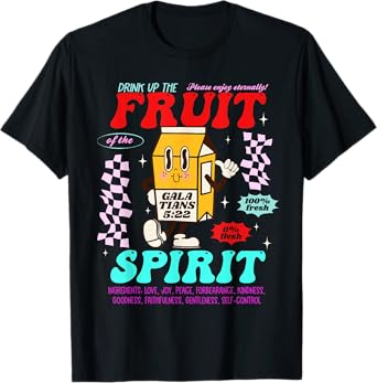 Drink Up Fruit Of The Spirit Christian Milk Bottle Checkered T-Shirt