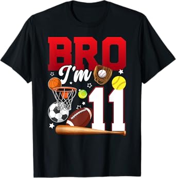 11th Birthday Sports Eleven Year Old Boy Sports Birthday T-Shirt