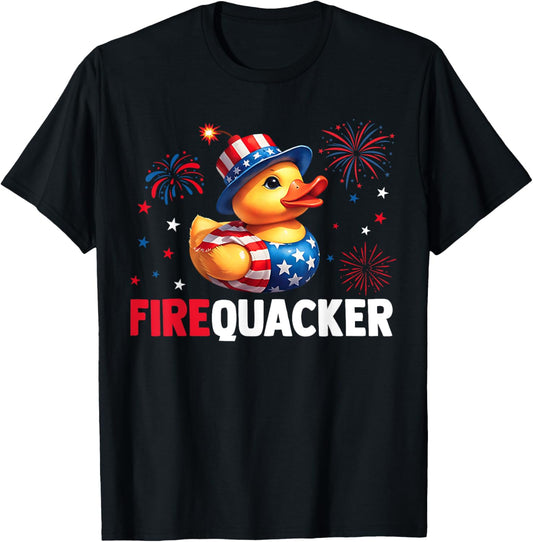 Firequacker Funny Duck Patriotic 4th Of July Kids Toddlers T-shirt