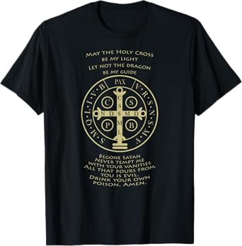 Religious Saint Benedict Medal With Prayer Christian Designs T-Shirt