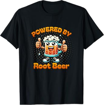 Fun Powered by Root Beer Cartoon Graphic T-Shirt