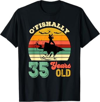 35 Years Old Thirty-Five Grandpa Fish 35th Birthday Fishing T-Shirt