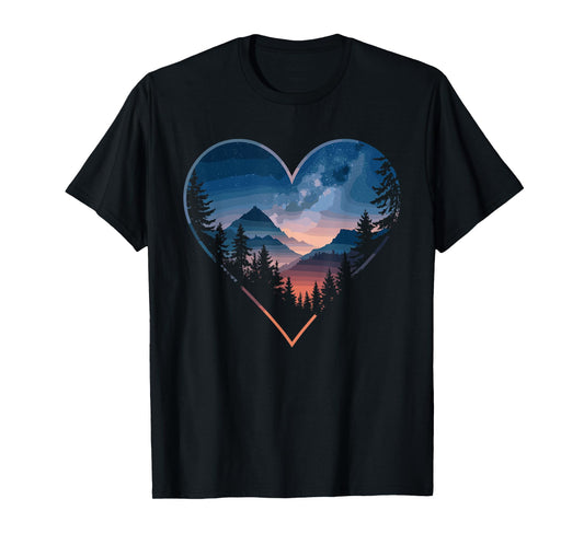 Mountain Heart Forest Nature Wildlife T-Shirt