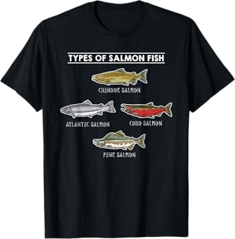 Types of Salmon Fish for Salmon Fishing T-Shirt