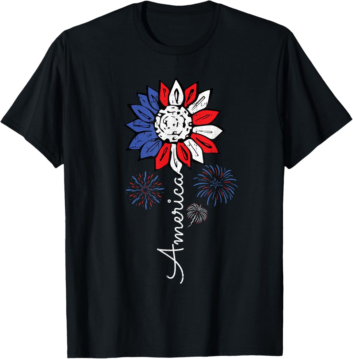 America Sunflower 4th Of July Independence Day Patriotic T-Shirt