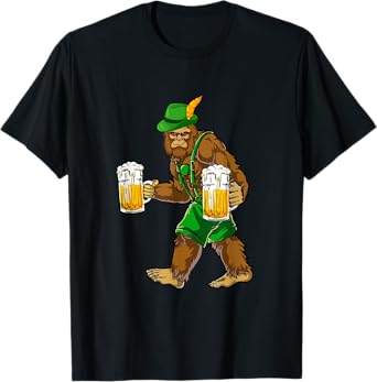 Bigfoot Lederhosen Funny Oktoberfest Men Prost Beer Mug T-Shirt