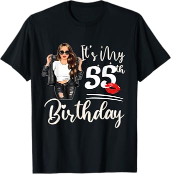 55 Years Old Black Melanin Women Girl It's My 55th Birthday T-Shirt