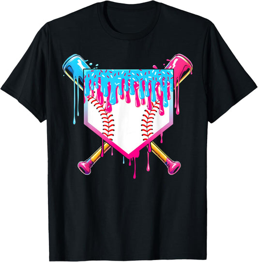 Baseball Drip Boy Ice Cream Sprinkle Youth Baseball Birthday T-Shirt