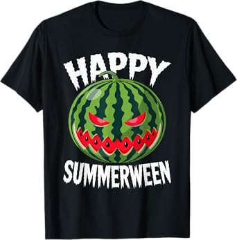 Watermelon Jackolantern Summer Halloween Happy Summerween T-Shirt