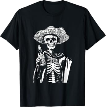 Vintage Skeleton Tequila Mexico Dia De Los Muertos Mexican T-Shirt