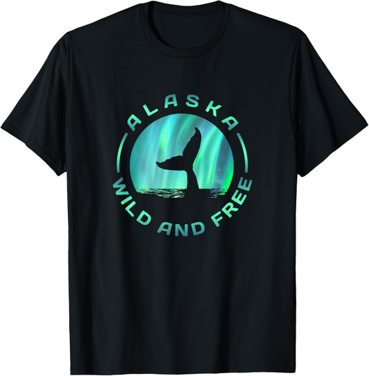 Alaska - Whale With Northern Lights - Wild and Free T-Shirt