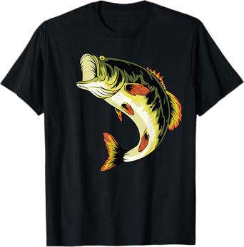 Fishing Graphic T-Shirt Large Mouth Bass Fish T-Shirt