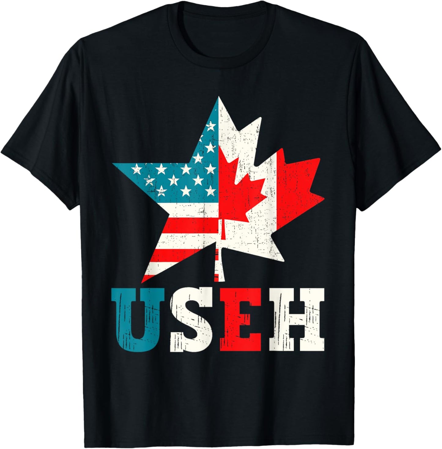 USEH USA Canada Maple Leaf Star American Canadian Pride Gift T-Shirt