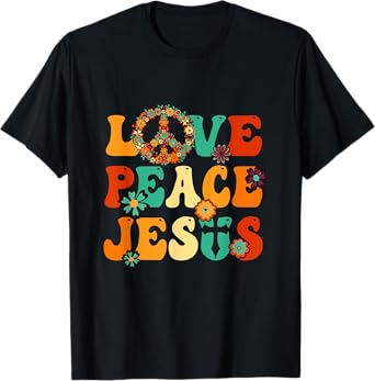 Love Peace Jesus Christian Fun 60S 70S Costume Groovy Hippie T-Shirt