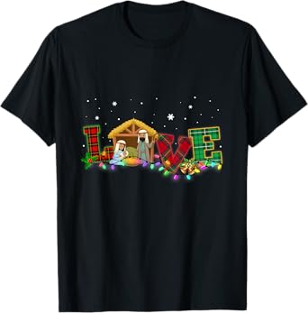 Happy Christmas Love Nativity Laurie Furnell Xmas T-Shirt