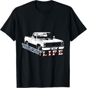 Squarebody American Flag Square Body Truck T-Shirt for Women Girls Kids Men