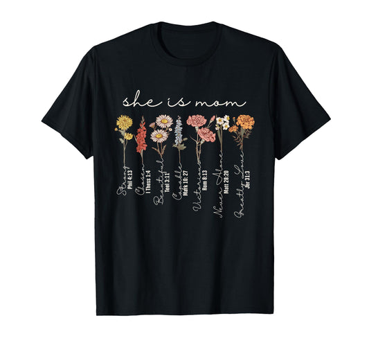 She Is Mom She Is Strong Mom Sublimation Christian Mom T-Shirt