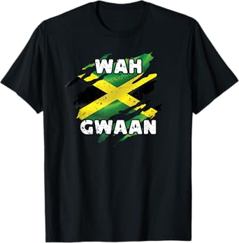 Wah Gwaan Jamaica Flag Distressed Jamaican Pride Flag T-Shirt