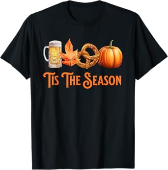 Tis The Season Pumpkin Beer Pretzel Fall Funny Oktoberfest T-Shirt