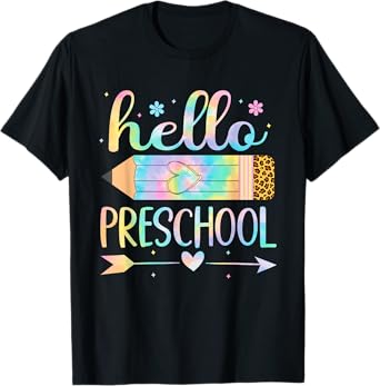 Hello Preschool Pencil Tie Dye First Day Of School Kids T-Shirt