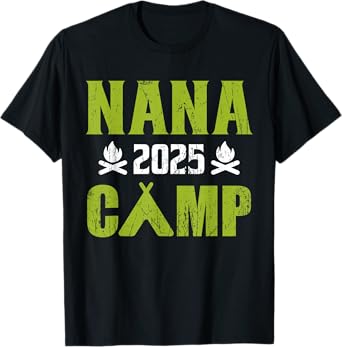 Nana Camp 2025 Family Vacation Summer Camping Crew Kids T-Shirt