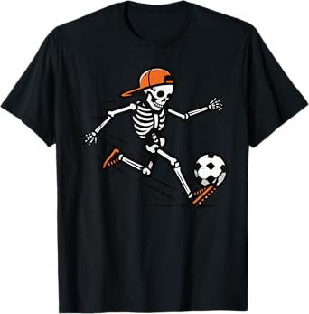 Halloween Skeleton Soccer Football Costume Men Boys Kids T-Shirt