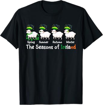 The Seasons Patrick's Day Ireland Four Cute Sheep Shamrocks T-Shirt