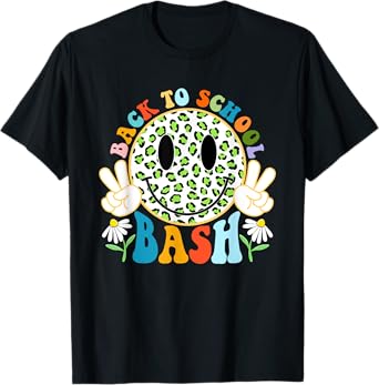Funny Leopard Smile Face Bash Teacher Student Back To School T-Shirt