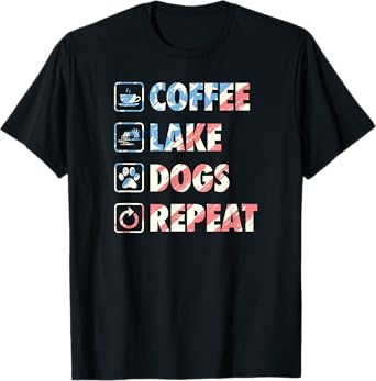 Coffee Lake Dogs Repeat Life Simple Basic Icons T-Shirt
