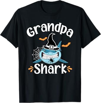 Grandpa Shark Funny Halloween Grandpa Announcement T-Shirt