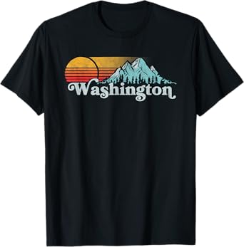 Vintage Washington State Retro Distressed Mountains Graphic T-Shirt