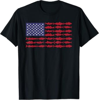 Vintage USA Fish American Flag Shirt Fishing Gifts ABS001 T-Shirt