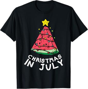 Christmas In July Watermelon Xmas Tree Summer Men Women Kids T-Shirt