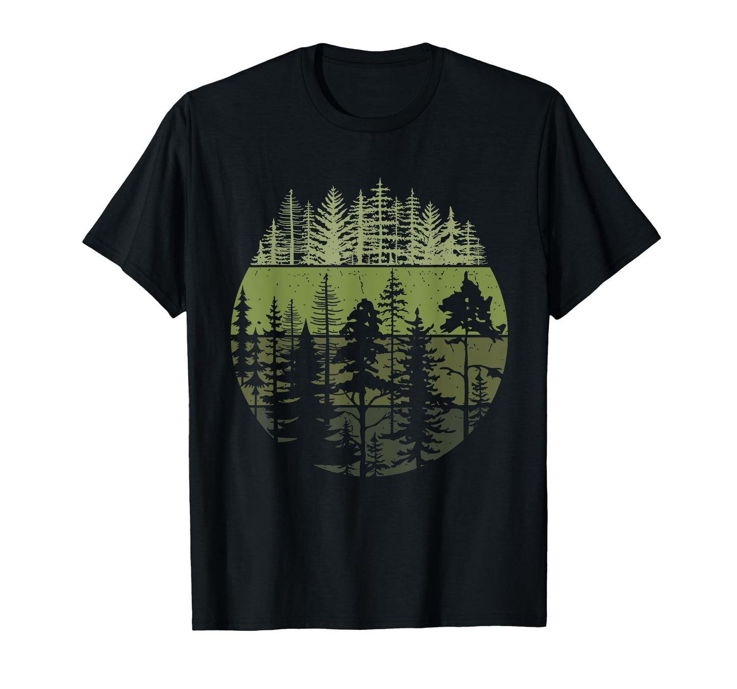 Wildlife Vintage Sunset Mountain Forest Trees Hiking Nature T-Shirt