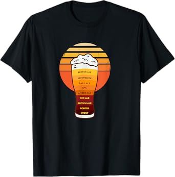 Beer Diversity in a Beer Glass with Foam - Retro Beer Types T-Shirt