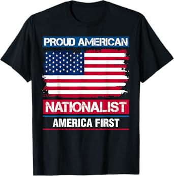American Nationalist America First Proud USA Flag T-Shirt for Women Men