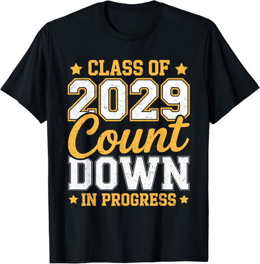Class Of 2029 Count Down Fun First Day 8th Grade Graduation T-Shirt