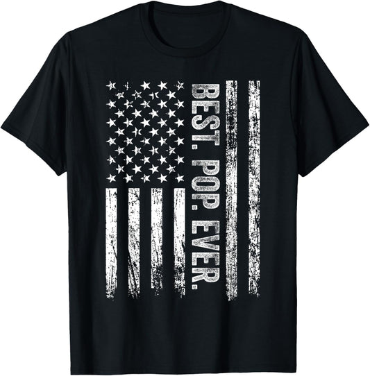 Best Pop Ever Vintage American US Flag Father's Day T-Shirt